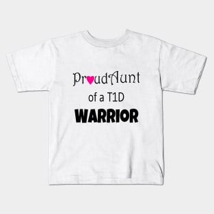 Proud Aunt - Black Text - Pink Heart Kids T-Shirt